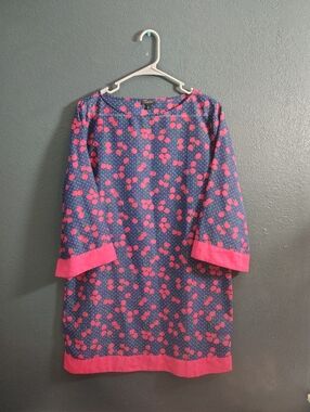 Talbots Navy Swim Coverup/Dress with Pink Cherry Print